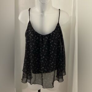 Express Black Floral Sleeveless Blouse Size Small Petite